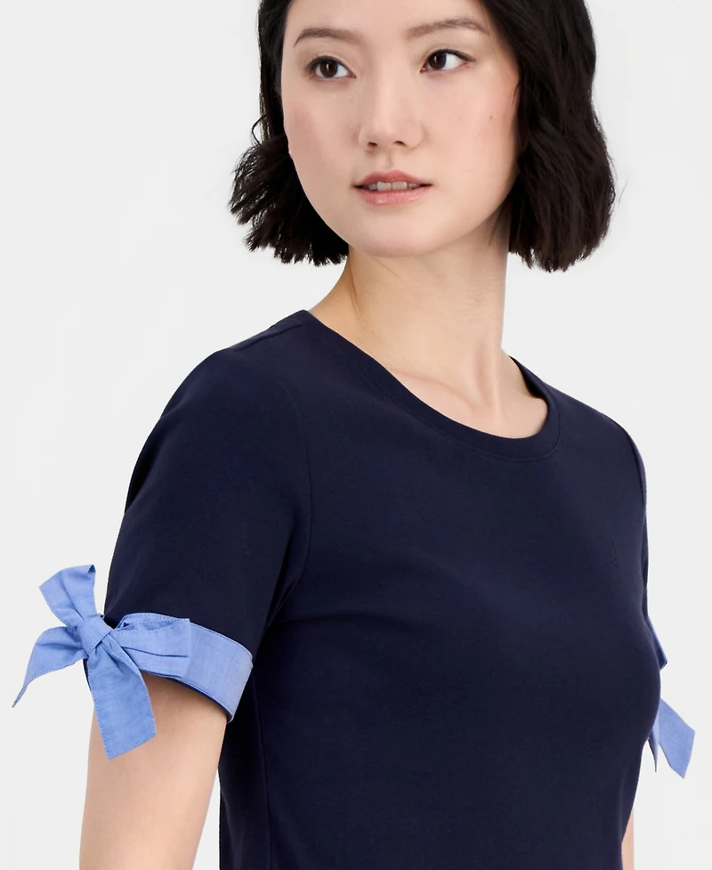 Nautica Jeans Women's Cotton Tie-Cuff Top