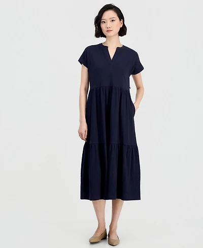 Nautica Women's Cotton Tiered Midi Dress