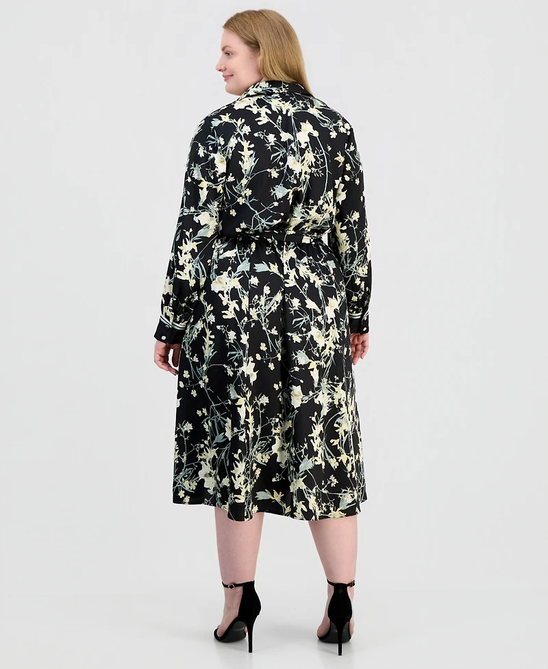 Anne Klein Plus Long-Sleeve A-Line Midi Shirtdress