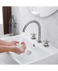 Greenspring 8 in. Widespread Double Handle High Arc Spout Bathroom Faucet in Brushed Nickel