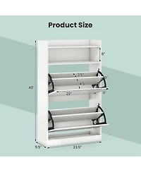 Shoe Storage Cabinet with 2 Flip Drawers, Adjustable Removable Shelves for Entryway