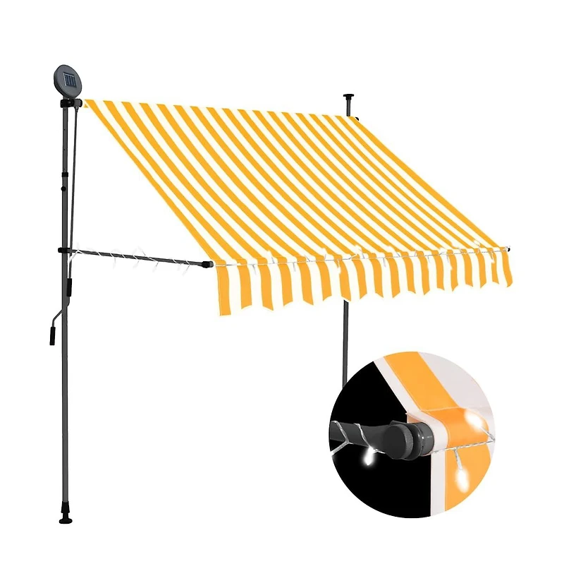 vidaXL Retractable Awning White and Orange Polyester with Pu coating, Steel