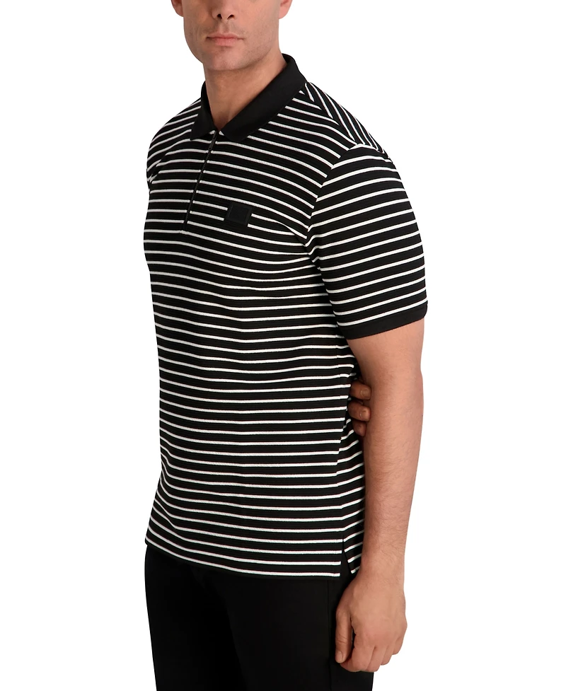 Karl Lagerfeld Paris Men's Striped Quarter-Zip Polo Shirt