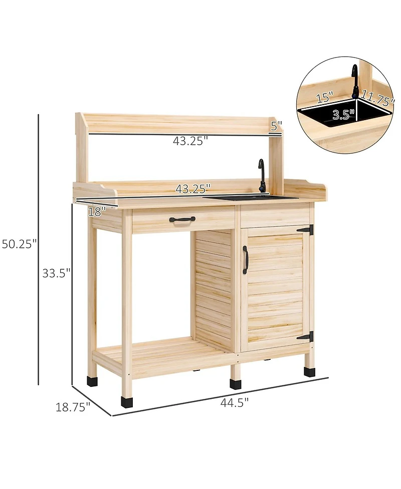 Slickblue Outdoor Gardening Workbench with Open Shelf Storage for Pots