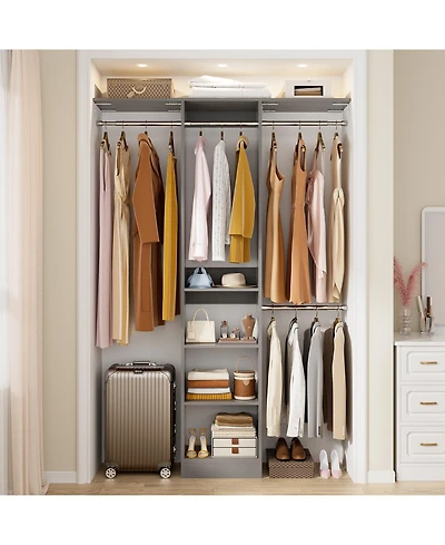 Aheaplus 4FT Small Closet Organizer with 4 Rods and 3 Shelves, 48'' System for Space