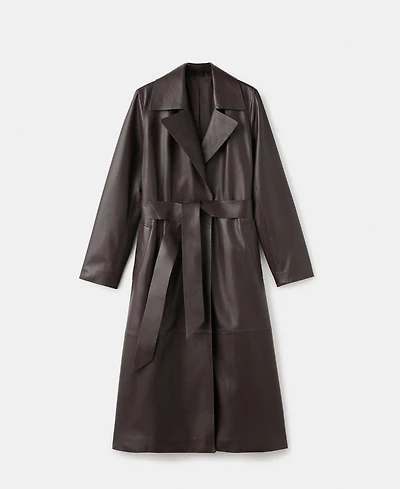 Mango Women's 100% Leather Belt Trench Coat