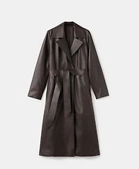 Mango Women's 100% Leather Belt Trench Coat