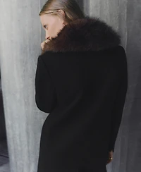 Mango Women's Fur Collar Wool Coat