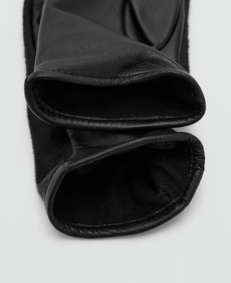 Mango Women's Leather And Fur-Effect Gloves