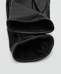 Mango Women's Leather And Fur-Effect Gloves