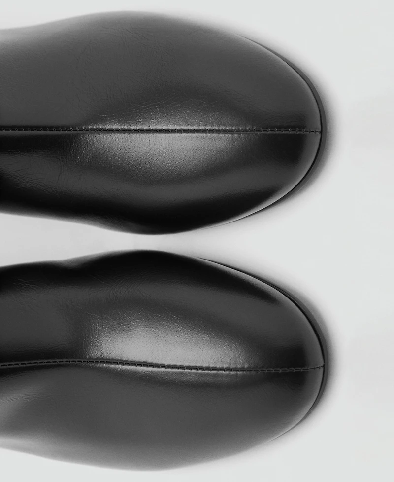 Mango Women's Block Heel Leather Ankle Boots