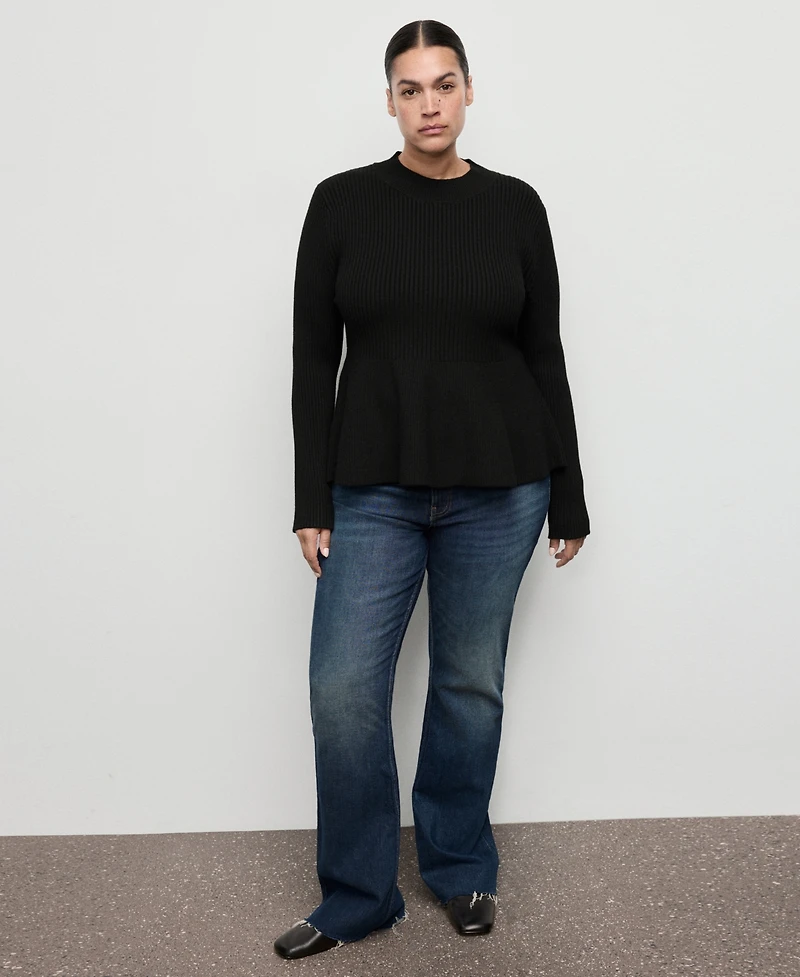 Mango Women's Ribbed Peplum Sweater