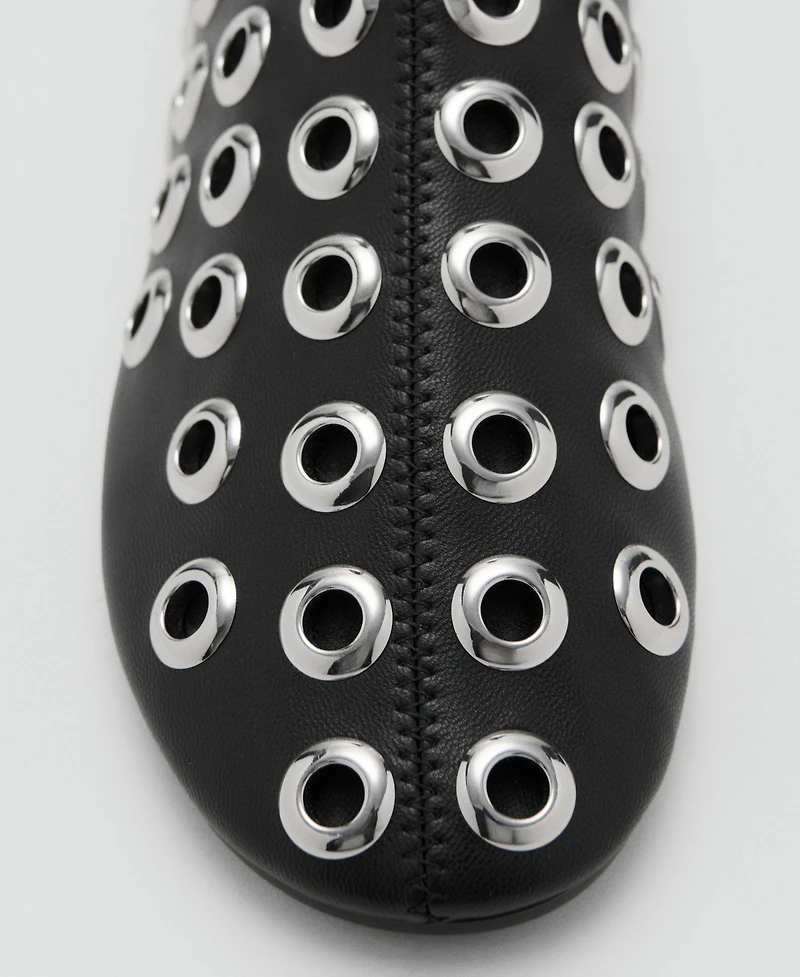 Mango Women's Eyelets Leather-Effect Ankle Boots