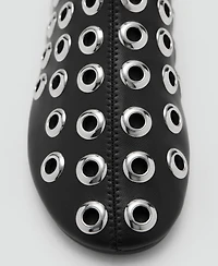 Mango Women's Eyelets Leather-Effect Ankle Boots