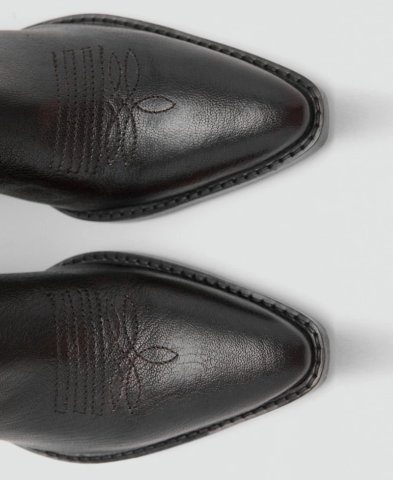 Mango Women's Leather Pointed Ankle Boots