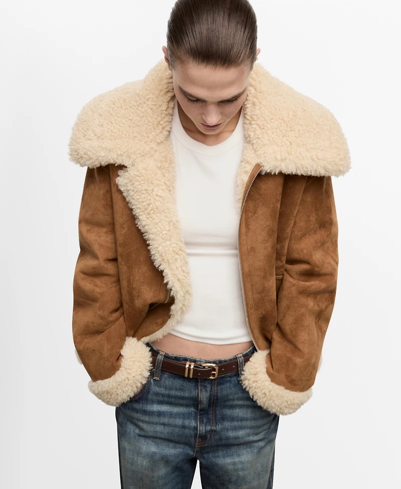 Mango Women's Shearling And Suede-Effect Jacket