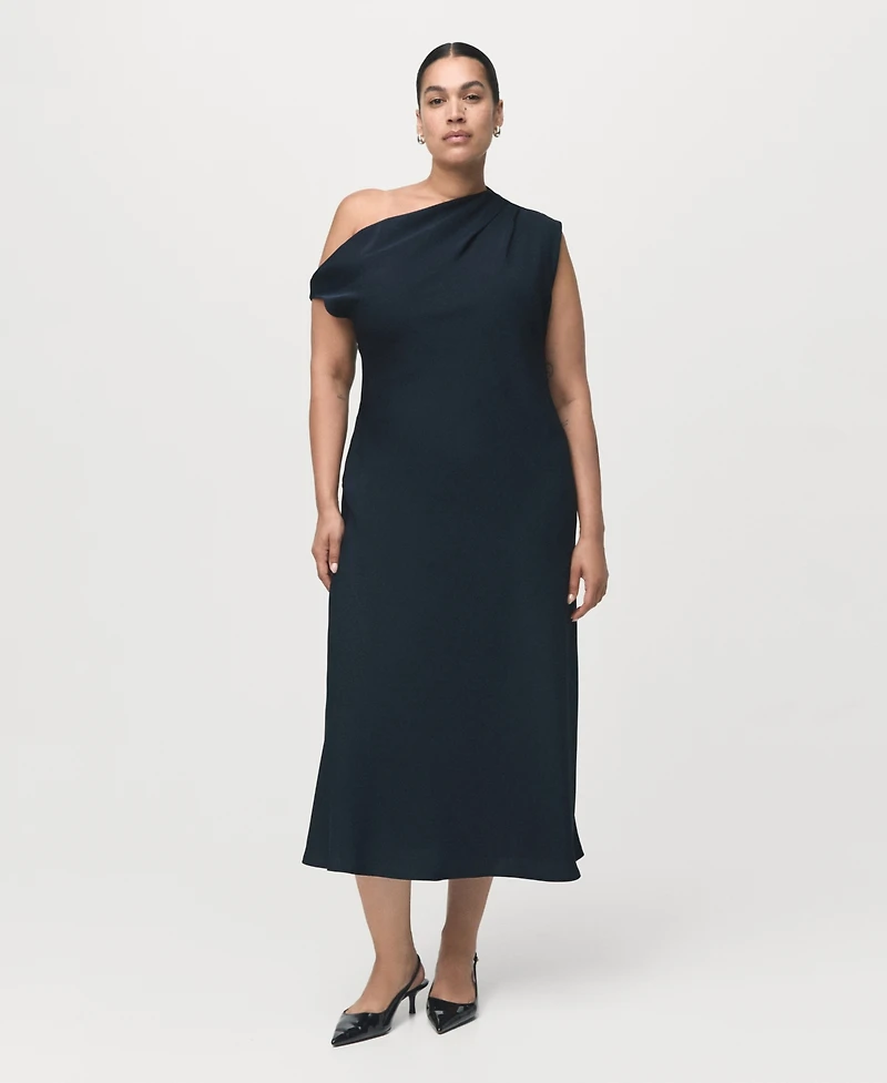 Mango Women's Asymmetrical Neckline A-Line Dress