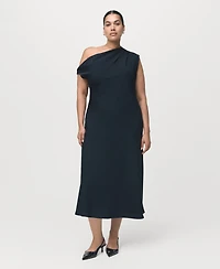 Mango Women's Asymmetrical Neckline A-Line Dress