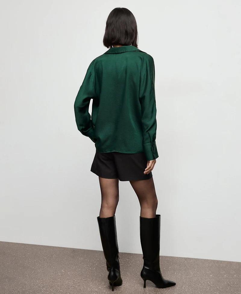 Mango Women's Cross-Over Satin Blouse