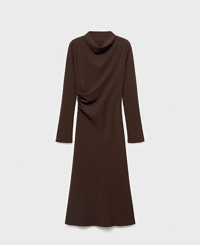 Mango Women's Draped Neckline Ruched Dress