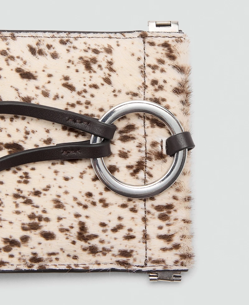 Mango Women's Leather And Fur Mobile Phone Case