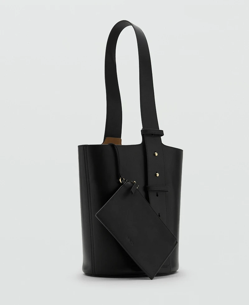 Mango Women's Leather Bucket Bag