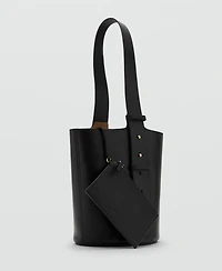 Mango Women's Leather Bucket Bag