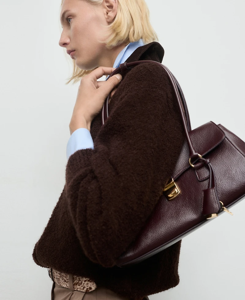 Mango Women's Corduroy Collar Boucle Jacket