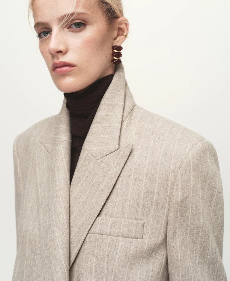 Mango Women's Pinstripe Wool Suit Blazer