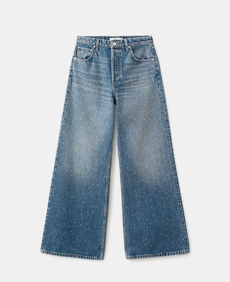 Mango Women's Rhinestones Wide-Leg Jeans