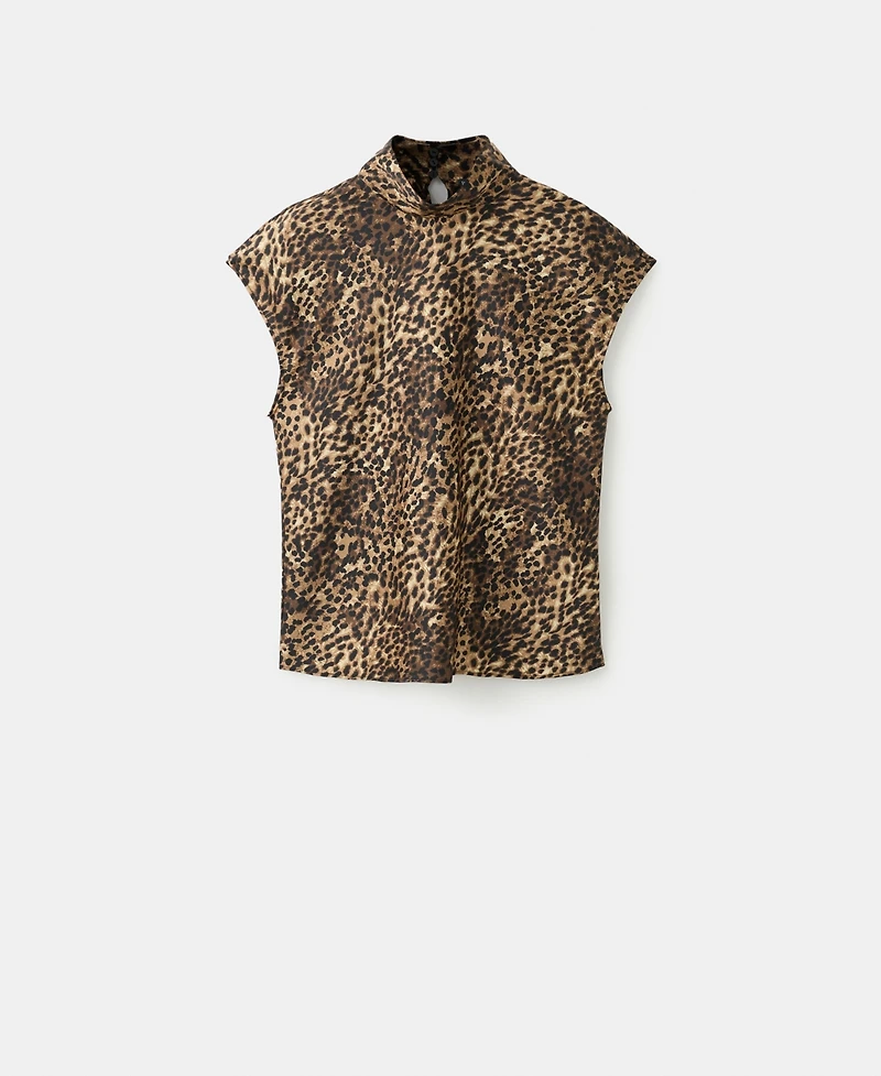 Mango Women's Leopard-Print Satin Blouse