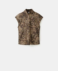 Mango Women's Leopard-Print Satin Blouse