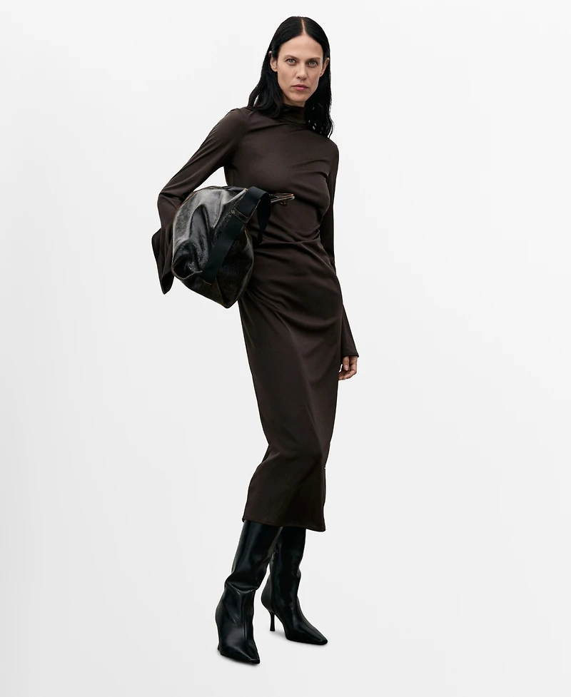 Mango Women's Bell Sleeves Fitted Dress