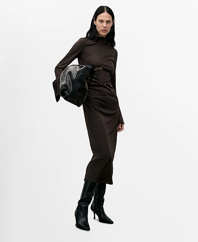 Mango Women's Bell Sleeves Fitted Dress