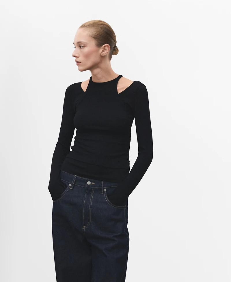 Mango Women's Ribbed Combined T-Shirt