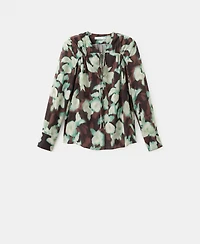 Mango Women's V-Neck Tie Blouse