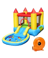 Inflatable Kids Slide Bounce House with 580W Blower and Ball Pit