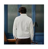 Campus Sutra Men's Chalk White Zip-Front Crease-Tactile Jacket