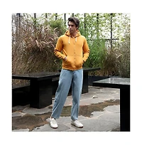 Campus Sutra Men's Mustard Yellow Zip-Front Regular Hoodie