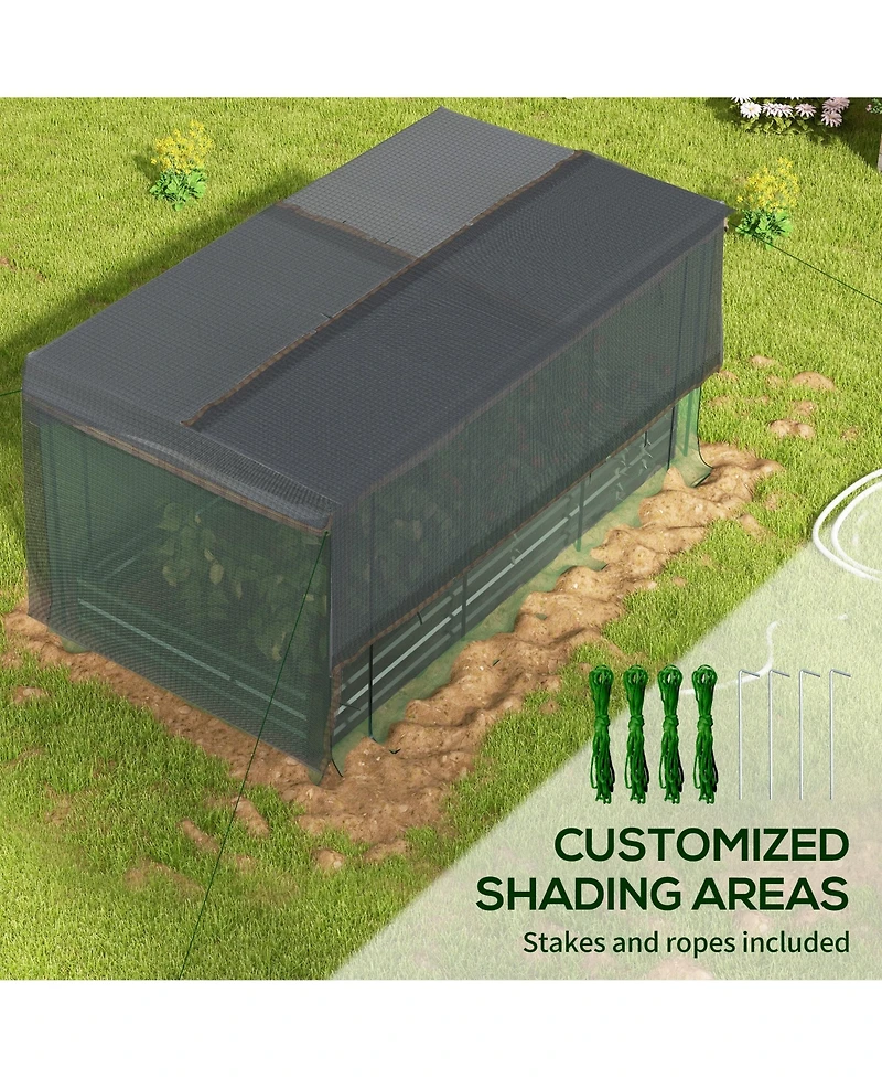 Outsunny Galvanized Raised Garden Bed with Crop Cage & Shade Cloth