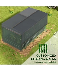 Outsunny Galvanized Raised Garden Bed with Crop Cage & Shade Cloth