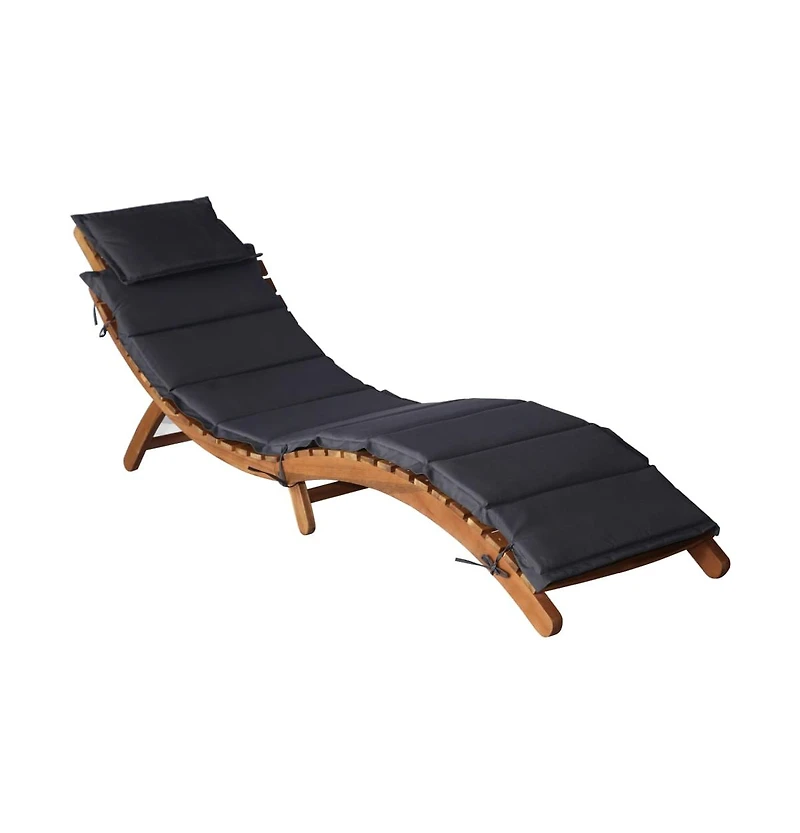 Sun Lounger Set of 2 Dark grey Solid acacia wood Standard