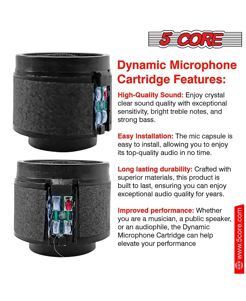 5 Core Microphone Replacement Cartridge 20Pc Capsule