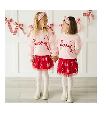 Sweet Wink Little and Big Girls Coquette Merry Christmas Knit Sweater