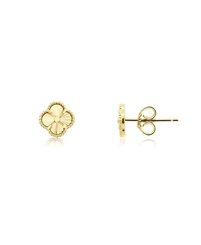 The Lovery Fluted Gold Clover Stud Earrings 14K Gold 8 millimeters