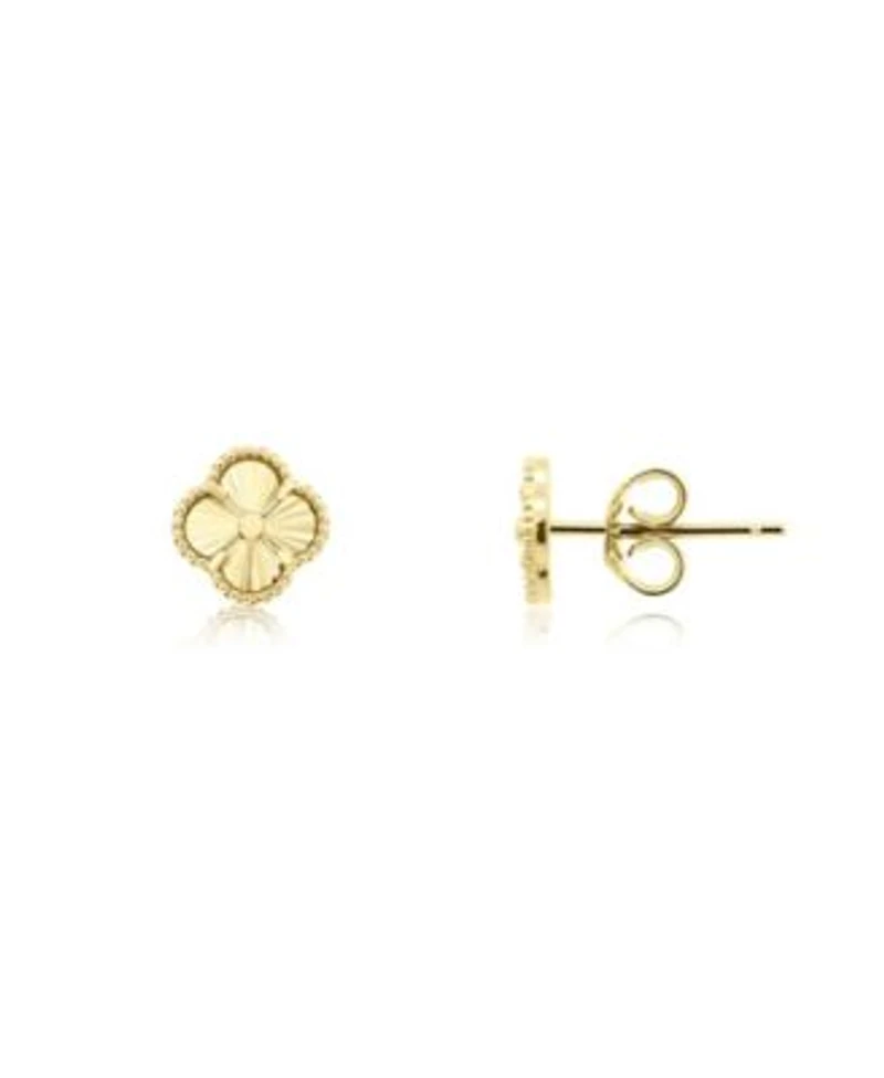 The Lovery Fluted Gold Clover Stud Earrings 14K Gold 8 millimeters
