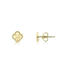 The Lovery Fluted Gold Clover Stud Earrings 14K Gold 8 millimeters
