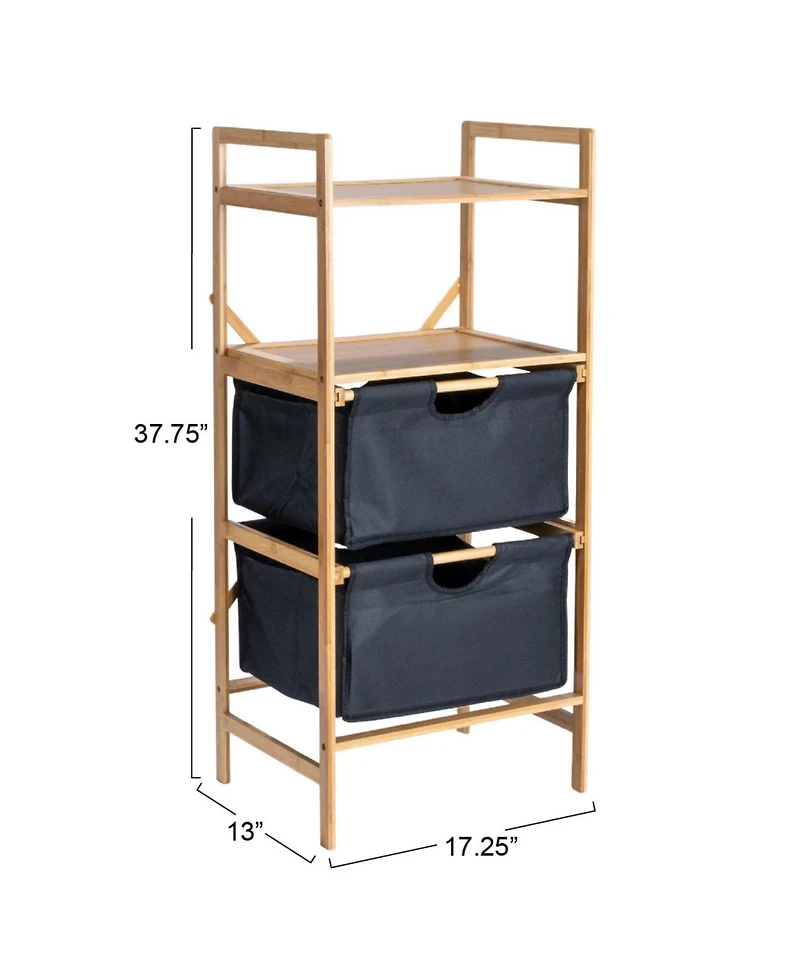 Household Essentials Bamboo Storage Shelf with Cotton Fabric Drawers