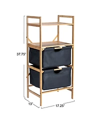 Household Essentials Bamboo Storage Shelf with Cotton Fabric Drawers