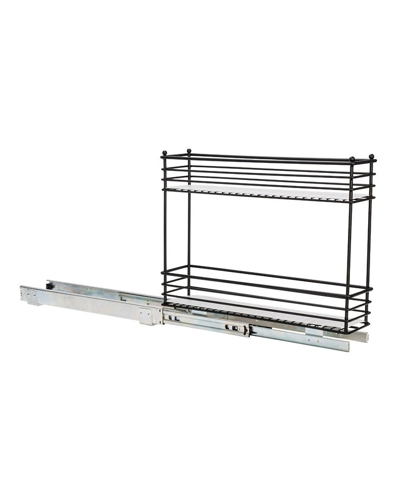 Household Essentials Glidez Multipurpose Paint-Finished Steel Pull-Out Storage Organizer, 2-Tier Design, Black